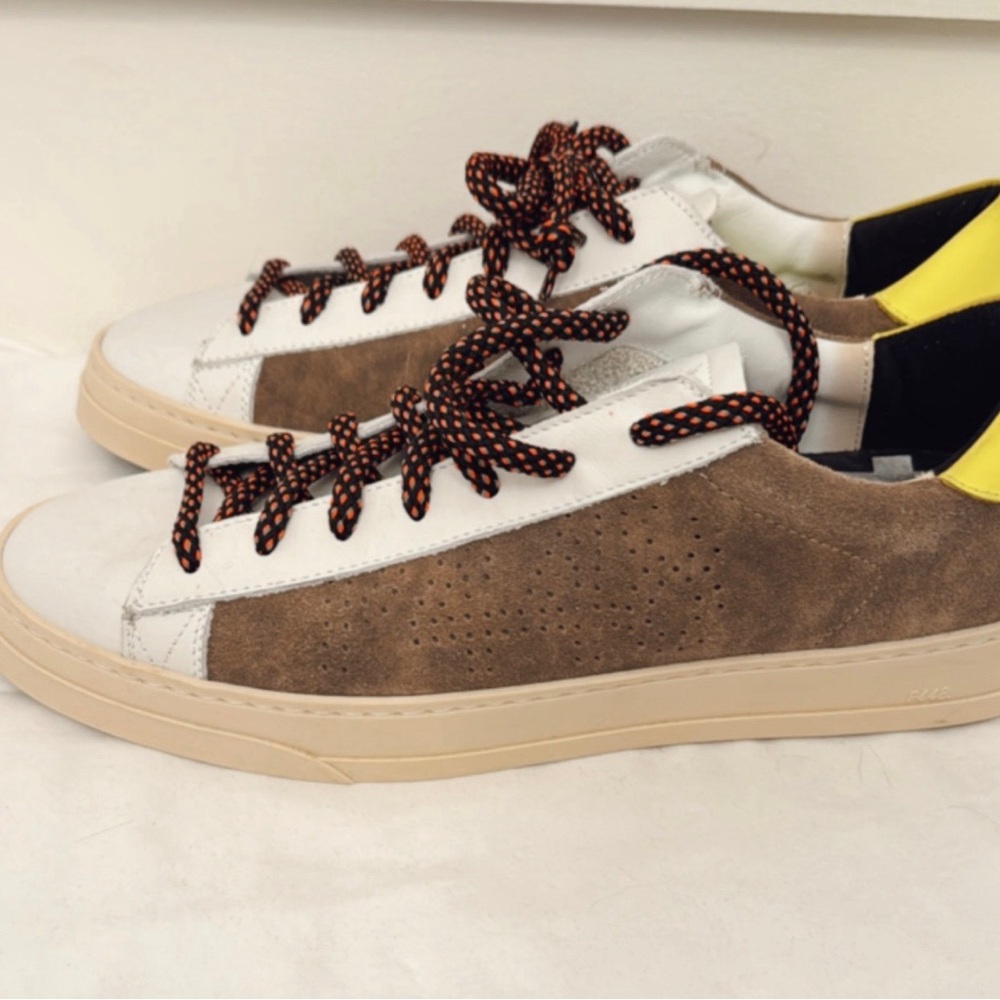 P448 Brown and White Sneakers with Suede and Leather Accents